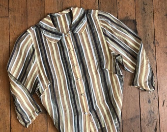 vintage 1950s sheer striped top {s}