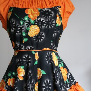 1950s Cotton Dutch Folklore Floral Print Dress | XS/S