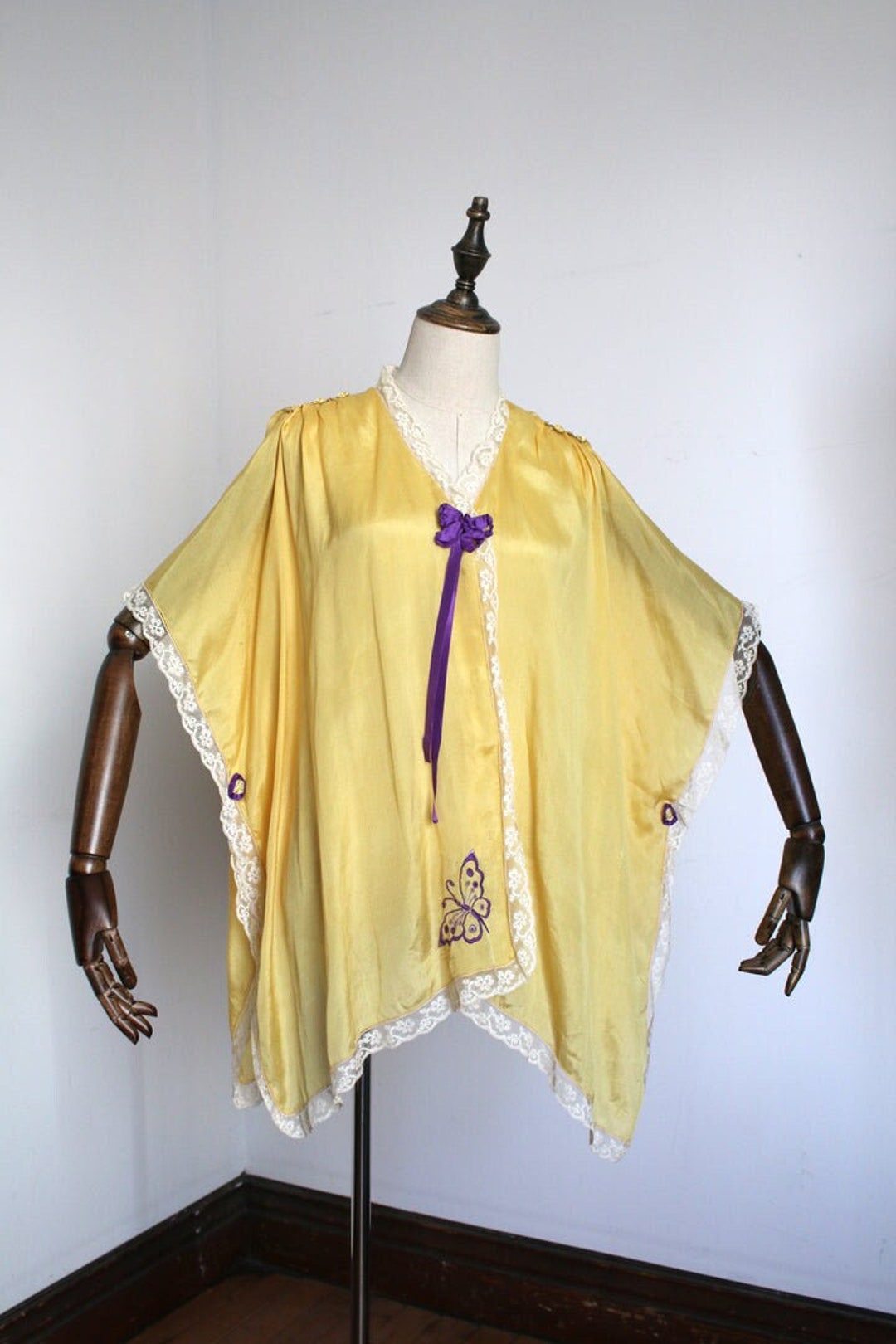 Antique 1920s Yellow Silk Bed Jacket Etsy