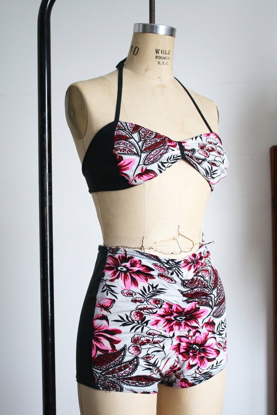 vintage 1940s rayon jersey bikini {s/m} 40s flora… - image 5