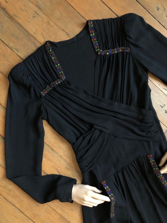 vintage 1930s black rayon gown {s} - image 10