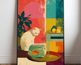 アンリ・マティス「赤い魚を抱く猫」版画展ポスター アンリ・マティス