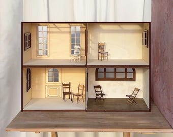 1:12 Scale Modular Dollhouse Room Box Kit | Stackable, No - Glue Laser Cut Wooden DIY (Interchangeable Parts)