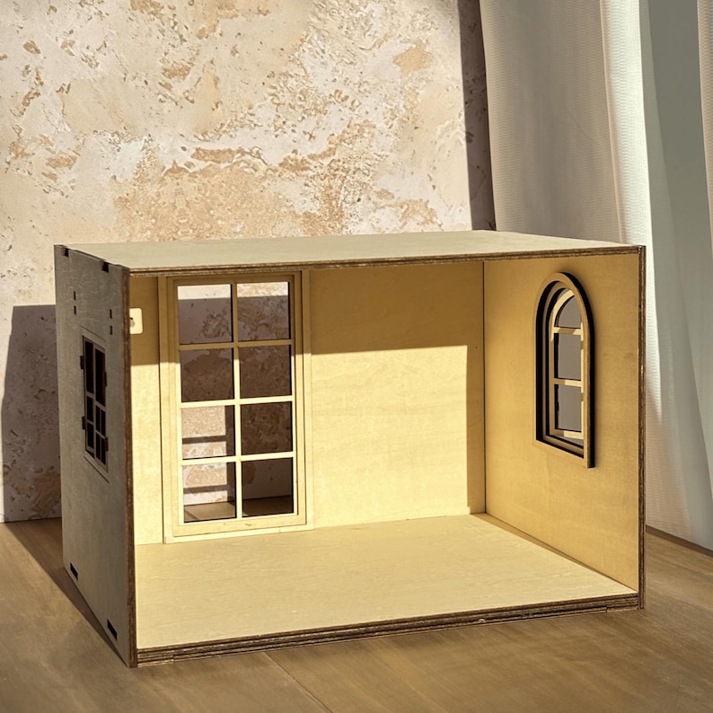 1:12 Scale Modular Dollhouse Room Box Kit | Stackable, No - Glue Laser ...