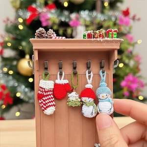 Miniatuurkerstversieringenset Minikous Sneeuwpop Boomhandschoen Schaal 1:12 Poppenhuisaccessoires Feestelijk decor
