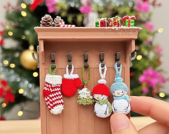 Miniature  Christmas Ornaments Set Mini Stocking Snowman Tree Glove 1:12 Scale Dollhouse Accessories Festive Decor