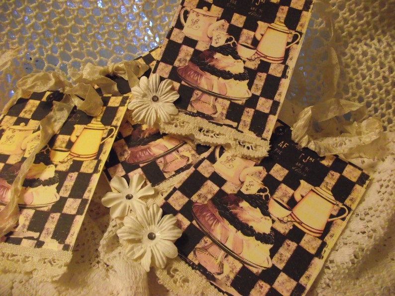 Elegant Gift Tags Ruffle Lace Paper Flower Crystal Swarovski Etsy