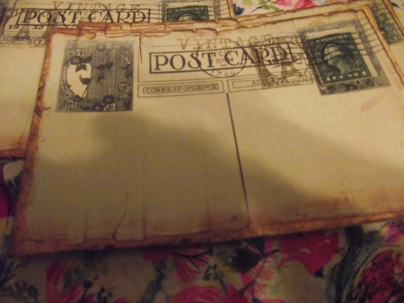 post cards distress edges blank for writing message hand