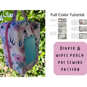 Diaper Pouch Sewing Pattern PDF Full Color Tutorial Diaper Bag Pattern Travel Diaper and Wipes Zipper Pouch Clutch