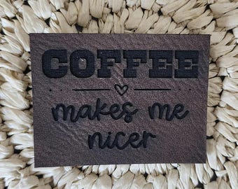 Etiqueta de cuero para coser café, etiquetas de costura, accesorios de costura, etiqueta para bolso, hecho a mano, etiquetas para ropa, bonitas, cosidas a mano, etiqueta para ropa