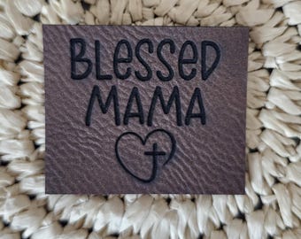 Bendita Mamá, Etiqueta de Cuero para Coser, Fe. Accesorios de Costura, Etiqueta para Bolso, Hecho a Mano, Etiquetas para Ropa, Bonitas, Cosidas a Mano, Etiquetas para Ropa, Coser