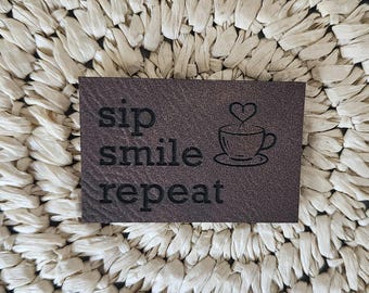 Etiqueta de cuero para coser café, accesorios de costura, etiqueta para bolso, hecha a mano, etiquetas para ropa, bonita, cosida a mano, etiqueta para ropa, para autocaravana, para coser