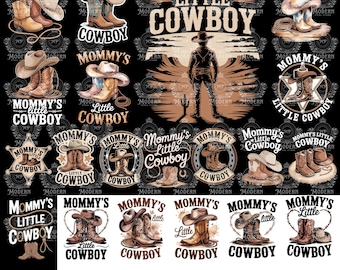 20 Mammas lilla cowboy PNG: Rolig rodeohatt och stövlar sublimering (digital nedladdning)
