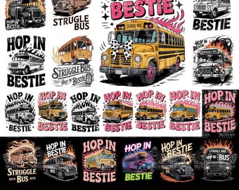 20 Struggle Bus Hop In Bestie PNG | Popular PNG | Trendy PNG | Mental Health Png | Funny Anxiety Png | Viral Girly Png | Cute Sticker Design
