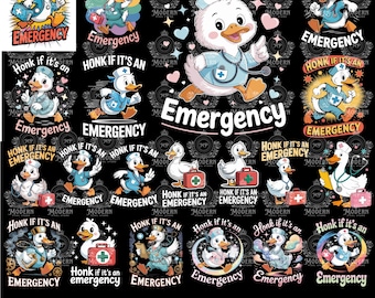 Paquete de 20 imágenes PNG de enfermeras ganso que tocan la bocina en caso de emergencia (Cricut), PNG de enfermera, PNG de enfermera ganso divertida, regalo original de accesorios de enfermería, PNG de ganso que toca la bocina