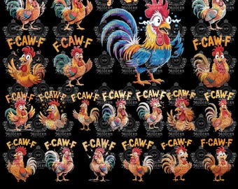 20 F-Caw-F kip grappig, png | Crazy Rooster Meme PNG-shirtontwerp | Clipart schreeuwende kip | Digitale download