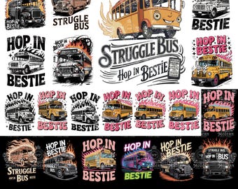20 Struggle Bus Hop In Bestie PNG | Funny Anxiety Png | Trendy PNG | Popular PNG | Mental Health Png | Viral Girly Png | Cute Sticker Design