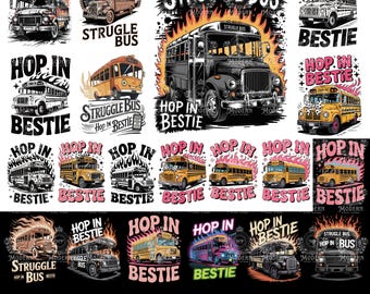20 Struggle Bus Hop In Bestie PNG | Mental Health Png | Trendy PNG | Popular PNG | Funny Anxiety Png | Viral Girly Png | Cute Sticker Design