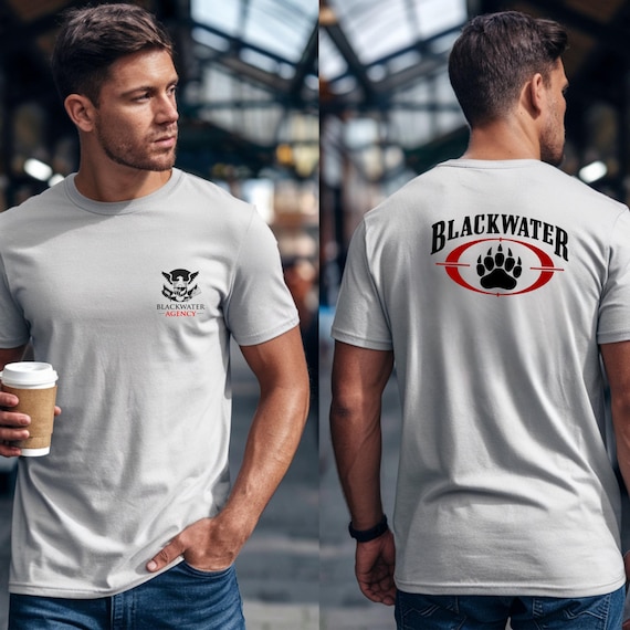 ブラックウォーター・エージェンシーのロゴ - メンズTシャツ（前面と