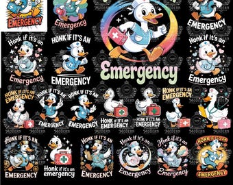 Paquete de 20 imágenes PNG de Cricut: Ganso que toca la bocina en caso de emergencia, imagen PNG de ganso tocando la bocina, imagen PNG de enfermera, imagen PNG de ganso divertido, regalo original de accesorios de enfermería