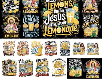 20 Jezus limonade SVG-bundel, bijbelvers SVG, het leven gaf me citroenen, maar mijn Jezus maakt limonade PNG, christelijk ontwerp, religieus png
