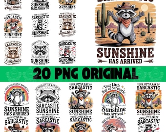 20 Your little ray of sarcastic sunshine svg, Sarcastic svg, Has arrived svg, funny raccoon svg, sassy raccoon , trendy sublimation PNG