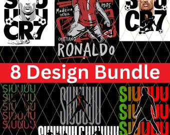 Paquete de 8 diseños de Ronaldo Siuuuu PNG SVG - Descarga digital, descarga de PNG de fútbol, Cristiano Ronaldo CR7, PNG de camiseta de fútbol