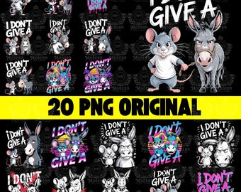 20 Jag bryr mig inte om Sarkasm Rolig skjortdesign Digital nedladdning Clipart Sublimering Rolig åsna PNG udda presentidé Design Trendigt