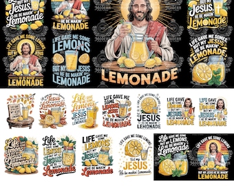 20 Jezus limonade SVG-bundel, Life Gave Me Lemons But My Jesus He Be Makin limonade PNG, christelijk ontwerp, bijbelvers SVG, religieuze png