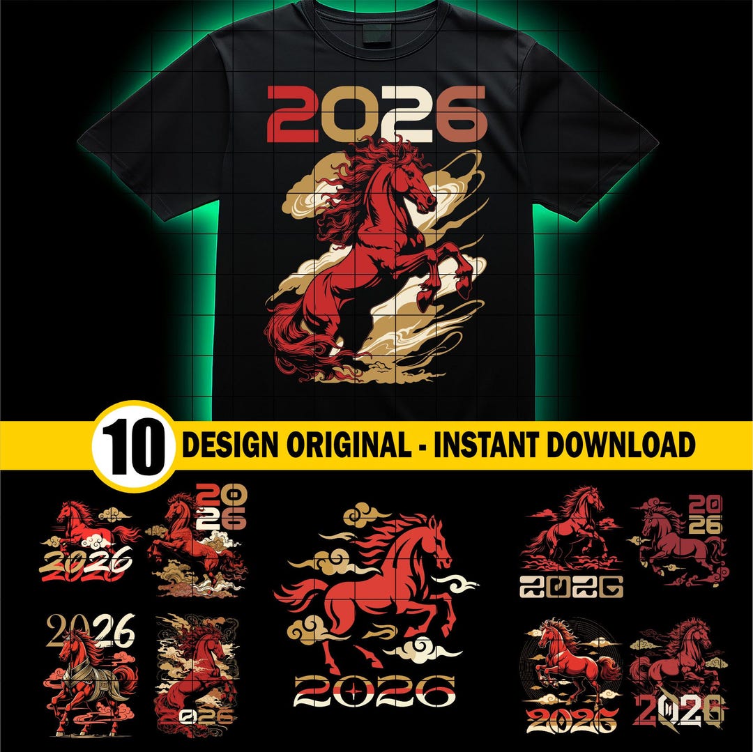 2026 Year of the Horse Digital Art, Chinese Zodiac Sign, Lunar New Year ...