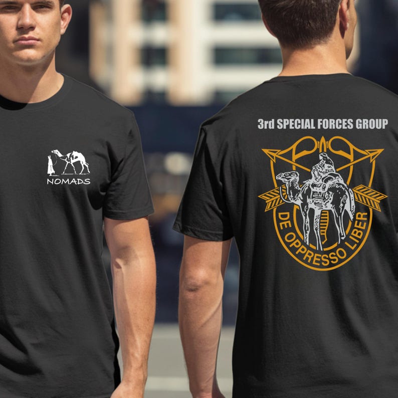 Black t-shirt with "Nomads" logo and "3rd Special Forces Group" emblem.