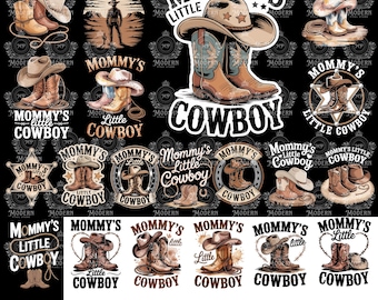 20 Mammas lilla cowboy PNG: Rodeohatt och stövlar sublimering (digital nedladdning)