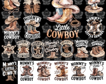 20 Mammas lilla cowboy PNG: Rolig rodeohatt och stövlar sublimering PNG digital nedladdning