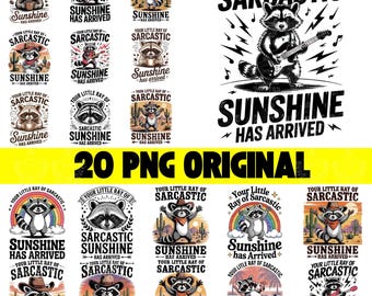 20 Your little ray of sarcastic sunshine svg, Sarcastic svg, Has arrived svg, funny raccoon svg, sassy raccoon , trendy sublimation PNG