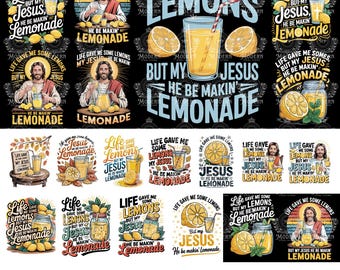 20 bundel Jezus limonade SVG, Life Gave Me Lemons But My Jesus He Be Makin limonade png, christelijk ontwerp, bijbelvers SVG, religieuze png