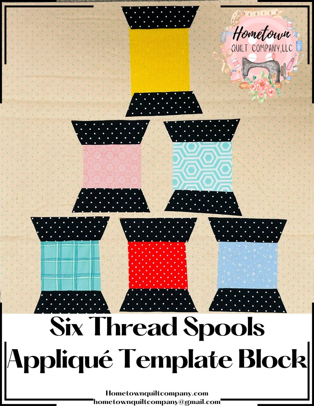 Six Thread Spools Appliqué Block Template - Etsy