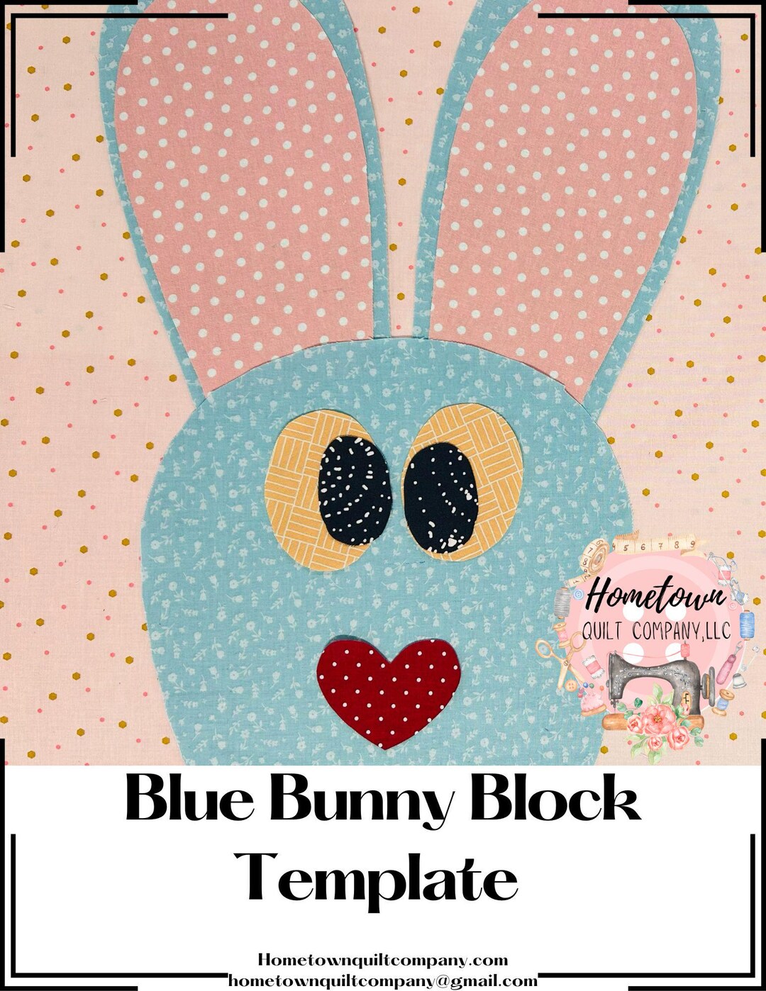 Blue Bunny Block Template - Etsy