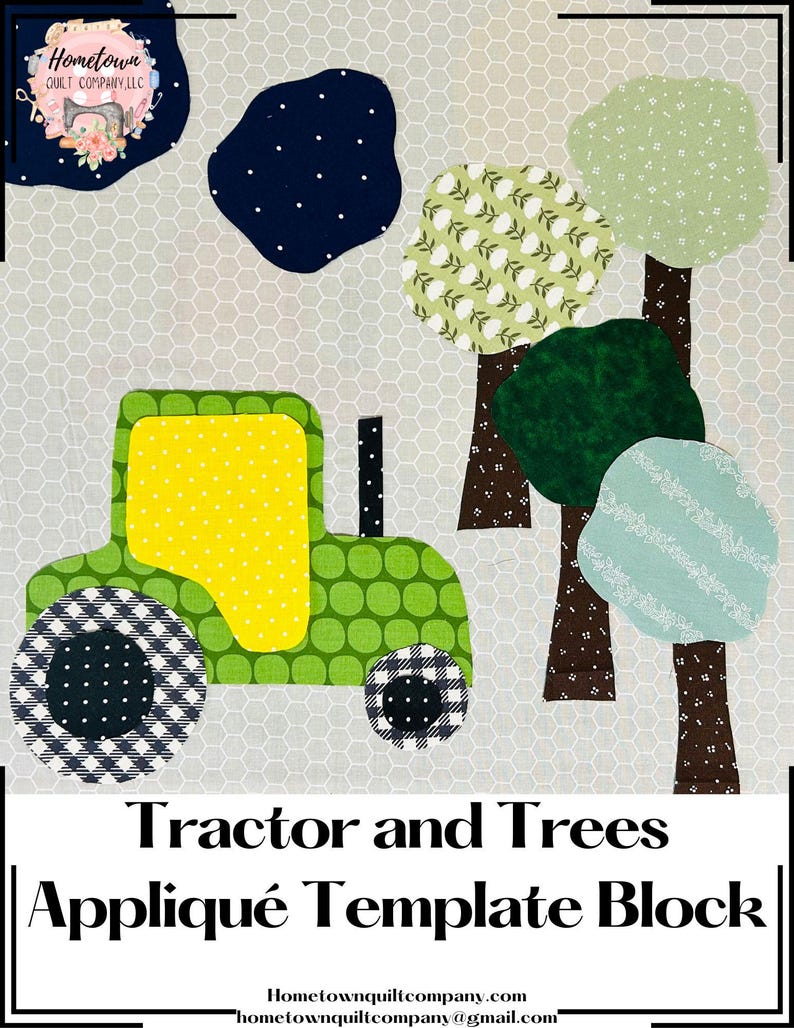 Tractor and Trees Block Template - Etsy