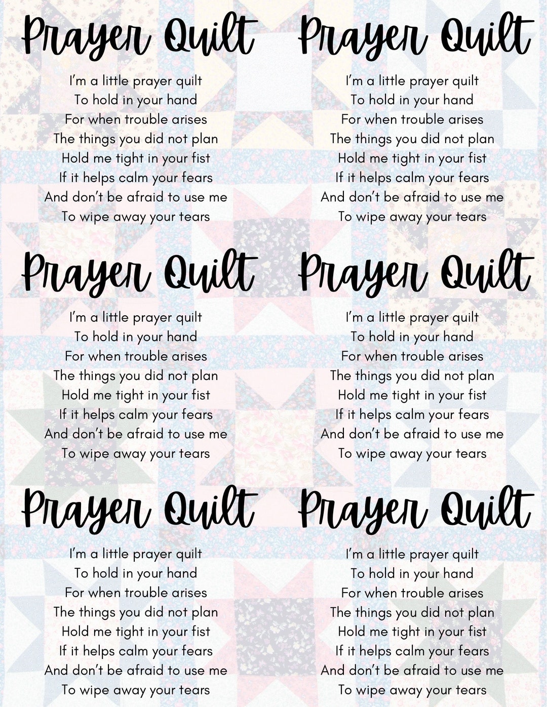 prayer quilt printable - etsy uk
