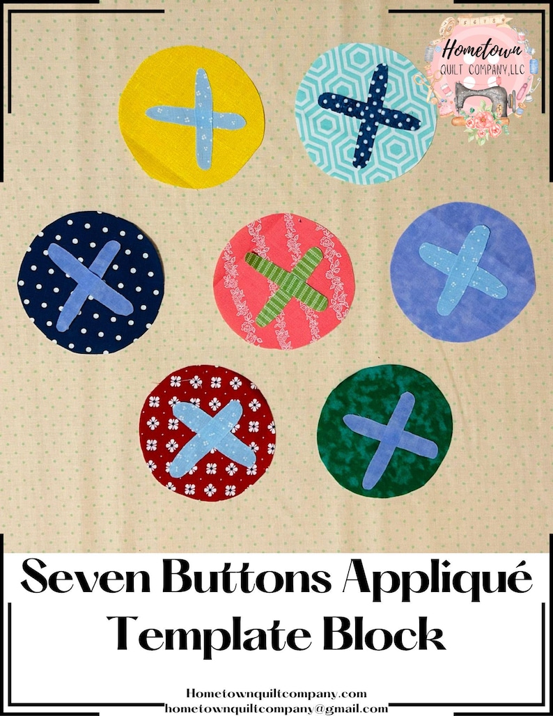 Seven Buttons Appliqué Block Template - Etsy