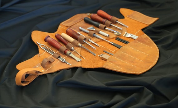 Calf Leather Tool Roll Organizer, Handmade Artisan Roll, OOAK