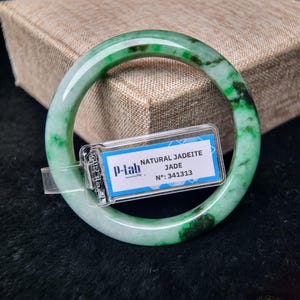 51 mm certifierad grön jadeitarmband - Vintage smyckepresent till henne, lyckoarmband, perfekt jul- och nyårspresent