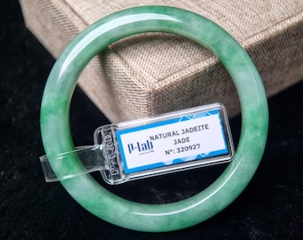 55mm Certified Light Green Jadeite Bangle - Vintage Jewelry Gift for Her, Lucky Bracelet & Gemstone Bracelet