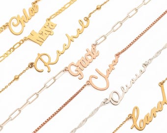 Custom Name Necklace, Personalized Name Necklace, Birthday Gift for Her, 18K Gold Plated Name Necklace, Christmas Gift, Gift for Mom