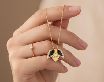 Personalized Angel Wings Necklace • 925 Sterling Silver