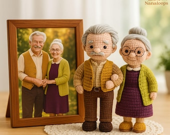 Crochet Elderly Doll, Grandma or Grandpa Amigurumi, Grandparents Couple Gift, Handmade Old Couple, Retirement, Family Décor, Anniversary
