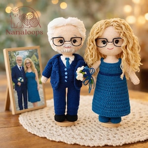 Muñecos de ganchillo personalizados con parejas idénticas, muñecos de ganchillo personalizados, regalo de pedida de mano, recuerdo de aniversario, regalo de boda