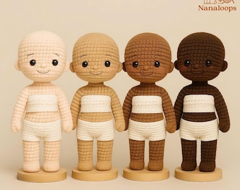 DIY Dress-Up Base Doll, mehrere Hautfarben-Optionen, handgefertigtes Häkelspielzeug