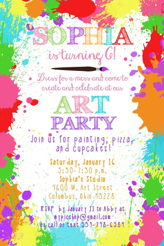 Items similar to Custom birthday invitation Art birthday party