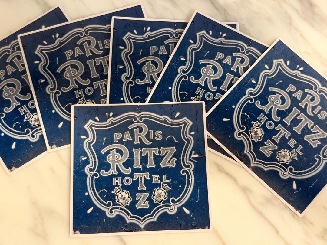 Ritz Paris Sticker Vintage Style Blue Hotel Decal Luxury Travel France ...